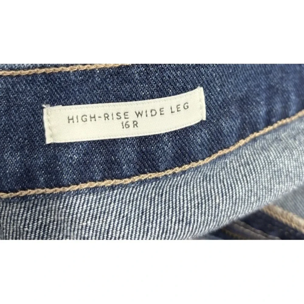 NWT Wonderly High Rise Wide Leg Jeans 16 Tall Long Dark Wash 100% Cotton Pleated
